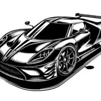 zwart en wit illustratie van een hypercar sport- auto vector