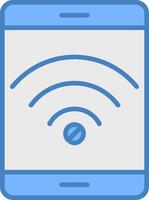 Nee Wifi lijn gevulde blauw icoon vector