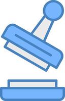 postzegel lijn gevulde blauw icoon vector