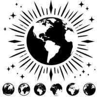 zwart en wit illustratie van de planeet aarde vector