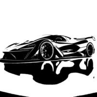 zwart en wit illustratie van een hypercar sport- auto vector