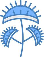 Venus flytrap lijn gevulde blauw icoon vector