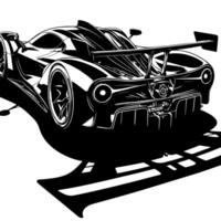 zwart en wit illustratie van een hypercar sport- auto vector