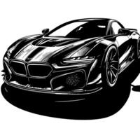 zwart en wit illustratie van een hypercar sport- auto vector