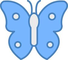 vlinder lijn gevulde blauw icoon vector
