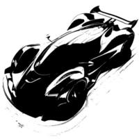 zwart en wit illustratie van een hypercar sport- auto vector