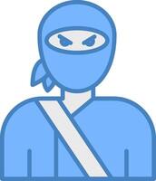 Ninja lijn gevulde blauw icoon vector