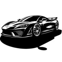 zwart en wit illustratie van een hypercar sport- auto vector