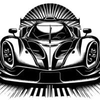 zwart en wit illustratie van een hypercar sport- auto vector