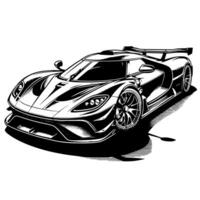 zwart en wit illustratie van een hypercar sport- auto vector