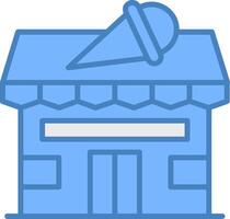 ijs room winkel lijn gevulde blauw icoon vector