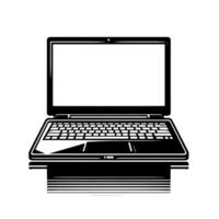 zwart en wit illustratie van een laptop vector