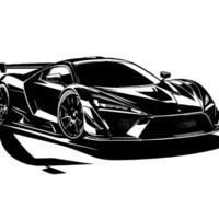 zwart en wit illustratie van een hypercar sport- auto vector