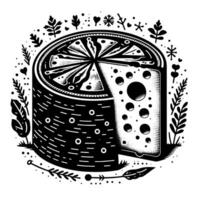 zwart en wit illustratie van een traditioneel Zwitsers kaas vector
