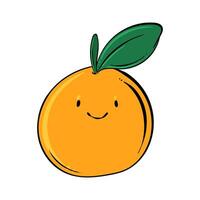 tekenfilm oranje. oranje karakter ontwerp. fruit oranje mascotte concept. oranje Aan wit achtergrond. hand- getrokken. illustratie vector