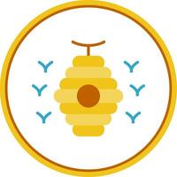 bij bijenkorf vlak cirkel icoon vector