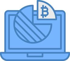 bitcoin diagram lijn gevulde blauw icoon vector