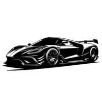 zwart en wit illustratie van een hypercar sport- auto vector