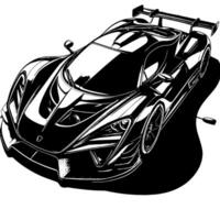 zwart en wit illustratie van een hypercar sport- auto vector