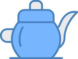thee pot lijn gevulde blauw icoon vector