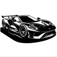 zwart en wit illustratie van een hypercar sport- auto vector