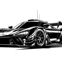 zwart en wit illustratie van een hypercar sport- auto vector