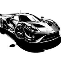 zwart en wit illustratie van een hypercar sport- auto vector