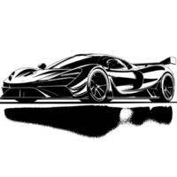 zwart en wit illustratie van een hypercar sport- auto vector