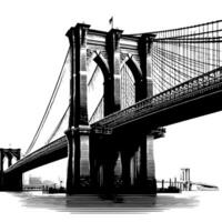 zwart en wit illustratie van Brooklyn brug in nieuw york stad Manhattan vector