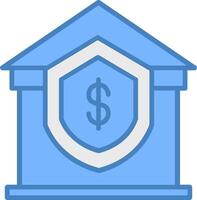 huis verzekering lijn gevulde blauw icoon vector