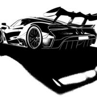 zwart en wit illustratie van een hypercar sport- auto vector