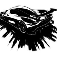 zwart en wit illustratie van een hypercar sport- auto vector