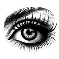 zwart en wit illustratie van de menselijk oog iris vector