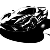 zwart en wit illustratie van een hypercar sport- auto vector