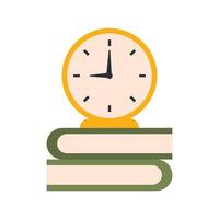 alarm klok stack boeken suggereren tijd beheer deadline onderwijs concept tentamen voorbereiding vector