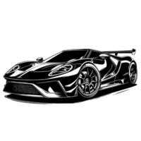 zwart en wit illustratie van een hypercar sport- auto vector