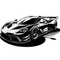 zwart en wit illustratie van een hypercar sport- auto vector