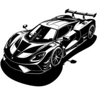 zwart en wit illustratie van een hypercar sport- auto vector