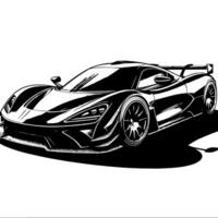 zwart en wit illustratie van een hypercar sport- auto vector