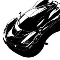 zwart en wit illustratie van een hypercar sport- auto vector