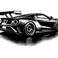 zwart en wit illustratie van een hypercar sport- auto vector