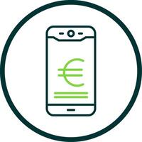 euro mobiel betalen lijn cirkel icoon ontwerp vector