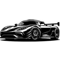 zwart en wit illustratie van een hypercar sport- auto vector