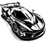 zwart en wit illustratie van een hypercar sport- auto vector