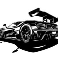 zwart en wit illustratie van een hypercar sport- auto vector