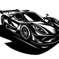 zwart en wit illustratie van een hypercar sport- auto vector