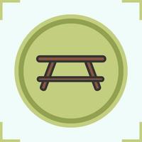 camping kleur pictogram. klassieke houten tafel. geïsoleerde vectorillustratie vector