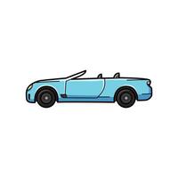 blauw auto cobriolet tekenfilm in hand- getrokken illustratie vector