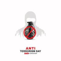 anti terrorisme dag poster, achtergrond, na. en. kaart. 21 kunnen. wereld. terrorisme dag, poster, vector