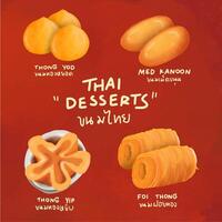 Thais desserts element ontwerp voor Sjablonen. vector